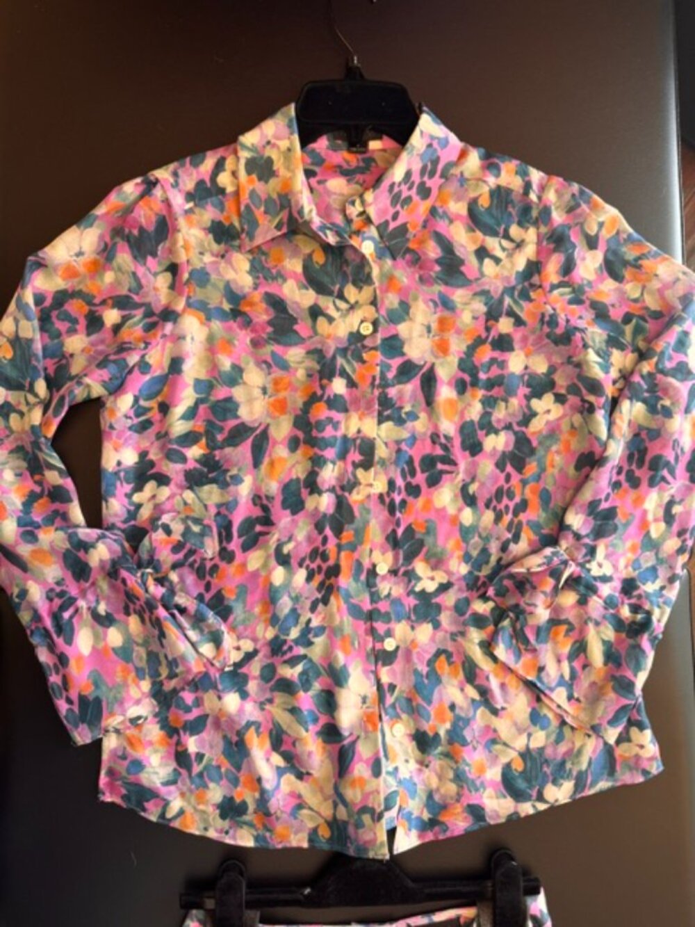 Carlisle Collection Size 2 100% Silk Floral Blouse & Ruffle Skirt 2 Piece Set